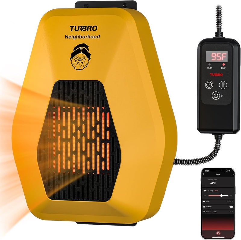 TURBRO Neighborhood WiFi Dog House Heater 800W, Wall Mount, 10ft Anti Bite Cord, Waterproof Control, Overheat Protection, Electric Warmer for Hound Kennel Cat Cage Chicken Coop, UL Test Passed - Image 1